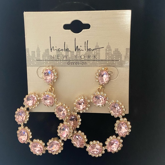 Pink and Gold Floral Earrings - Picture 3 of 5